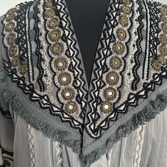 Intropia Beaded Embroidered Boho Open Jacket M - Picture 6 of 10
